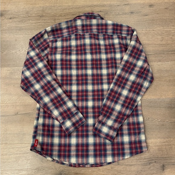 Wrangler Long Sleeve Plaid Check Flannel Western Shirt Men’s M Red Blue White - Picture 7 of 10